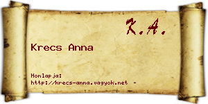 Krecs Anna névjegykártya